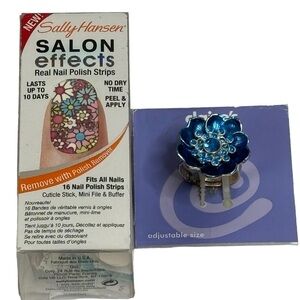 Sally Hansen Salon Effects Real Nail Polish Strips Flower & Claire’s Blue Ring